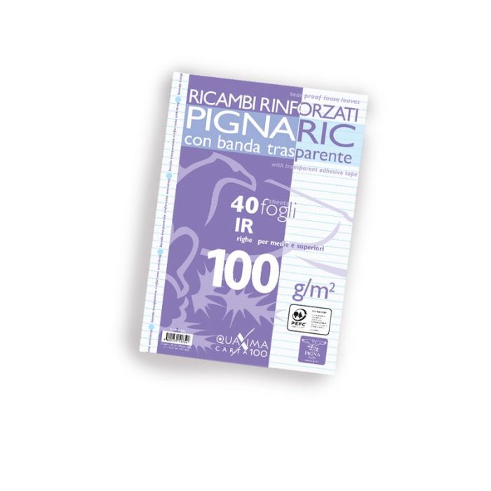 Ricambi rinforzati PignaRic - Rigatura 1R - Righe medie e superiori - 40  fogli - 100 g
