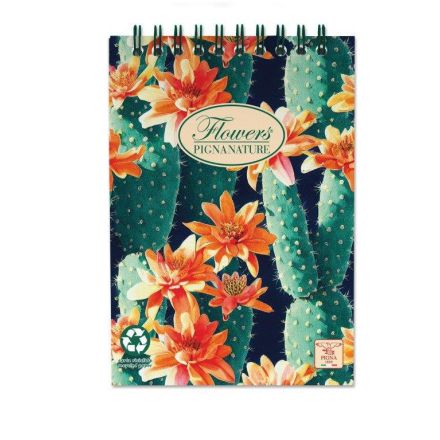 Blocco Pigna Nature Flowers Spi R. Ff.50 A6 - Rigatura 5M - Quadretto elementari e medie - N fogli 50 - Peso g/mq 80 - Rilegatura spiralato lato corto
