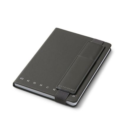 Notebook Con Elastico portapenne Monocromo Azz. Acq. - Formato 14,8x21 - Rilegatura filo refe - Colore grigio - Rigatura 1R - Righe medie e superiori