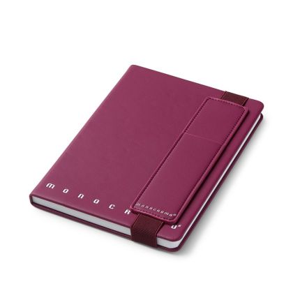 Notebook Con Elastico portapenne Monocromo Azz. Acq. - Formato 14,8x21 - Rilegatura filo refe - Colore viola - Rigatura 1R - Righe medie e superiori