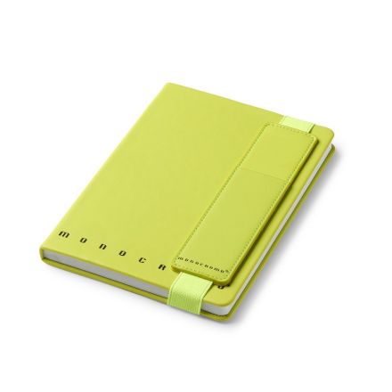 Notebook Con Elastico portapenne Monocromo Azz. Acq. - Formato 14,8x21 - Rilegatura filo refe - Colore verde - Rigatura 1R - Righe medie e superiori