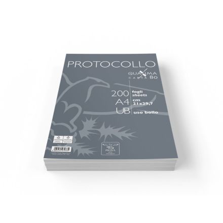 Protocollo in risma in confezione da 200 fogli .