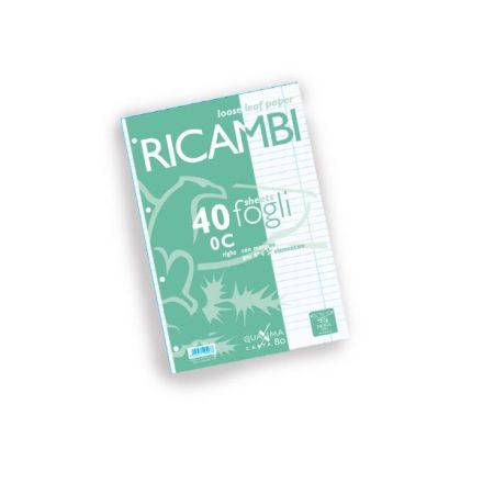 Ricambi per raccoglitori ad anelli , senza banda antistrappo . A4 fogli 40.