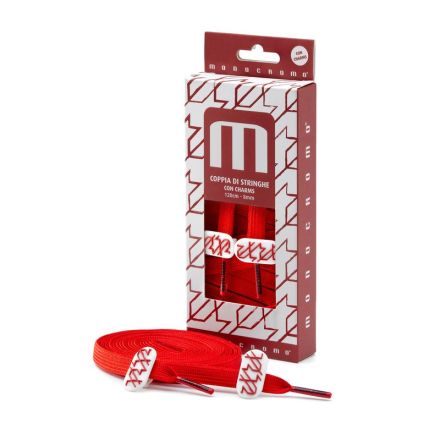 Stringhe Monocromo Con Charms - Dimensioni 120cmx8mm - Logo Monocromo - Caratteristiche Charm in silicone - Colore Rosso