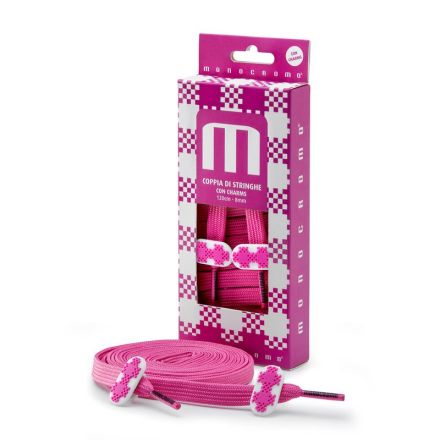 Stringhe Monocromo Con Charms - Dimensioni 120cmx8mm - Logo Monocromo - Caratteristiche Charm in silicone - Colore Fucsia